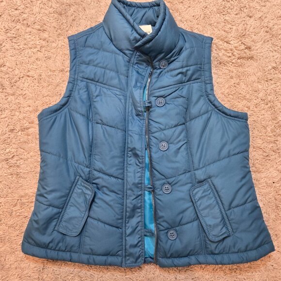 ❄️Sonoma Jacket Puffer Vest Women's Teal Blue Pockets, Full Zip Large - Picture 3 of 7